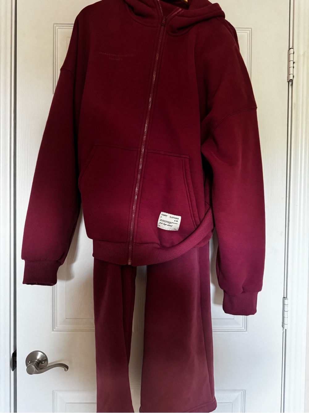Women's Burgundy Zip-Up Hoodie & Joggers Set